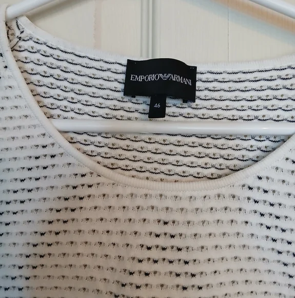 EMPORIO ARMANI Triangular Design White And Black Men's Shirt, Size L - Picture 4 of 8